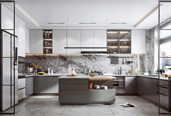 Customized Kitchen Cabinet with Quartz Granite Marble Countertop