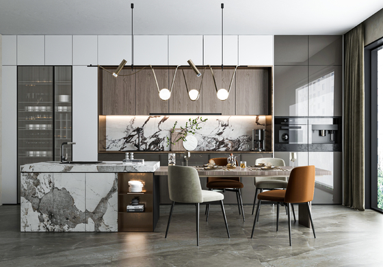 Custom Kitchen Cabinet Modern Modular Built-In Wood Cupboard For Home