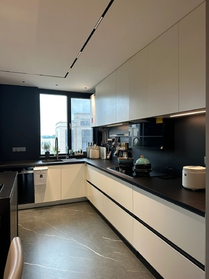Modern Kitchen Cabinets Custom Wood Style with Artificial Marble
