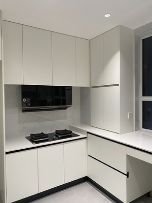 Modern Kitchen Cabinets Custom Wood Style with Artificial Marble