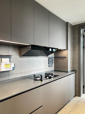 Modern Kitchen Cabinets Custom Wood Style with Artificial Marble