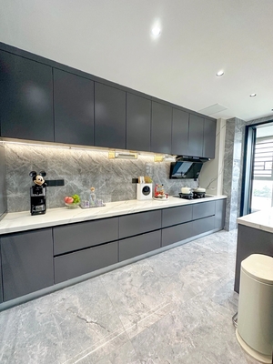 Custom Modular Kitchen Cabinet with Quartz Granite Marble Countertop