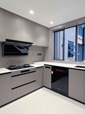 Modern Wood Kitchen Cabinets with Island Customizable Colors