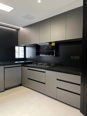Modern Wood Kitchen Cabinets with Island Customizable Colors