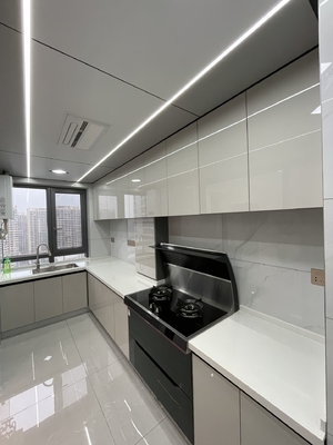 Modern Kitchen Cabinet with Quartz Countertop and Faucet