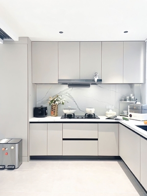 Vintage Style Smart Kitchen Cabinet with Marble Countertop