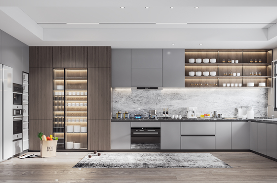 Modern MDF Kitchen Cabinet with High Gloss Lacquer Finish
