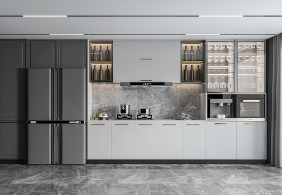 Modern MDF Kitchen Cabinet with High Gloss Lacquer Finish