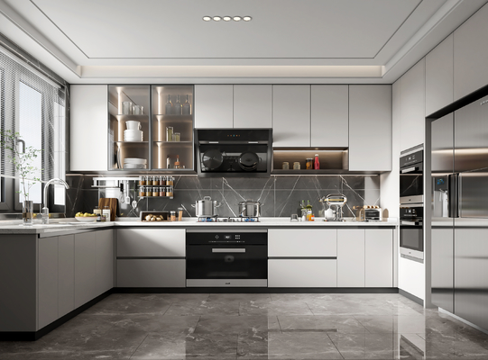 Modern MDF Kitchen Cabinet with High Gloss Lacquer Finish