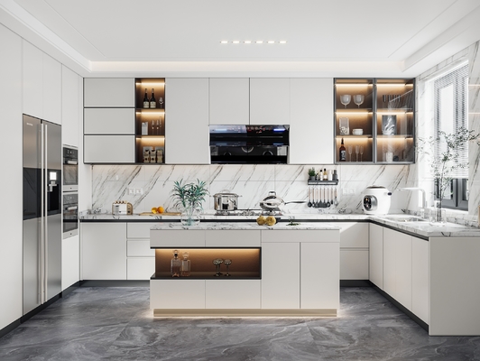 One-Stop Designs Factory Customized Modern High Gloss Kitchen Cabinet Sets