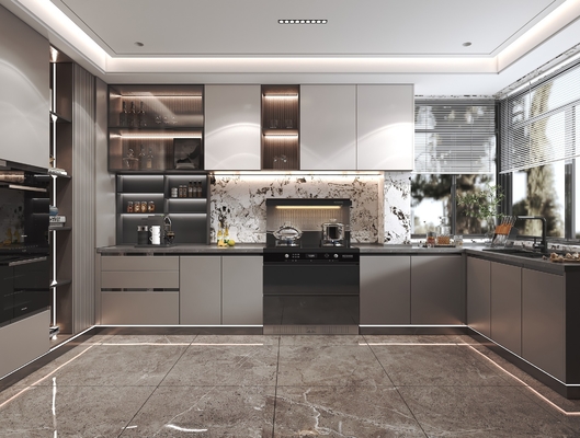 Custom Modern Kitchen Cabinet with Wardrobe and Faucet