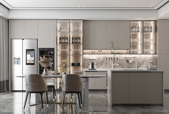 Custom Modern Kitchen Cabinet with Wardrobe and Faucet