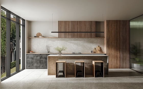 Modern Matt Gray Modular Kitchen Cabinet for Apartments