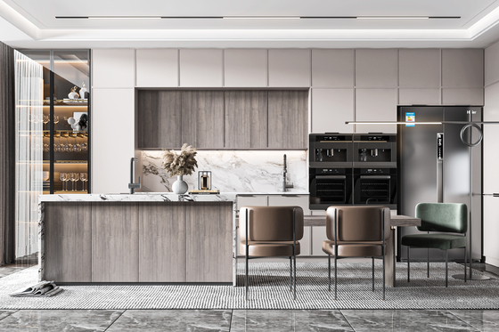 Modern Matt Gray Modular Kitchen Cabinet for Apartments