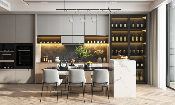 Modern Modular Kitchen Cabinet with MDF Door & Particle Board Carcase