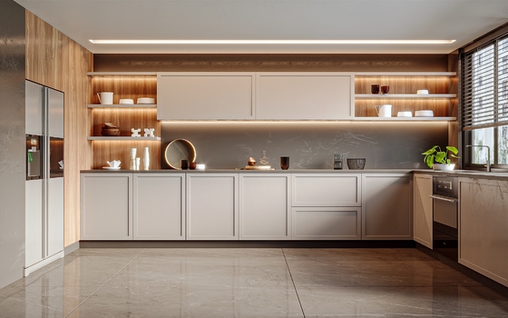 Customizable Waterproof Wood Kitchen Cabinet with Marble Top