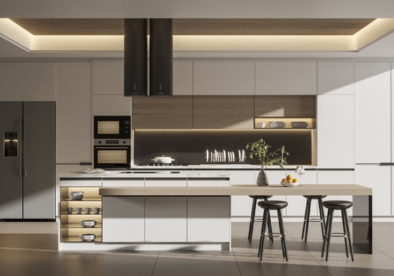 Customizable Waterproof Wood Kitchen Cabinet with Marble Top
