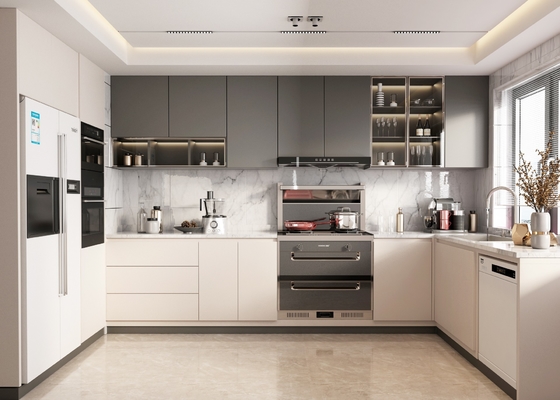 U Shaped Kitchen Cabinets with Self Closing Doors