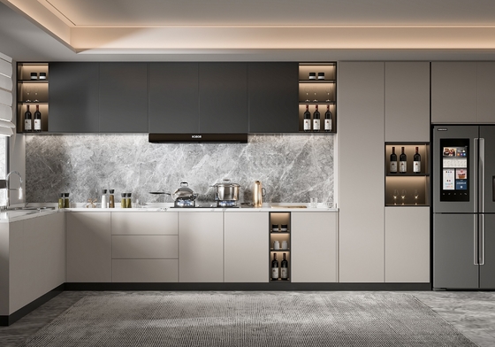 U Shaped Kitchen Cabinets with Self Closing Doors