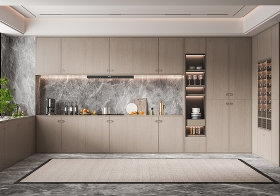 Modular Kitchen Cabinet Set with Sink Faucet and Drawer Basket
