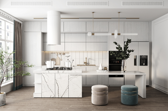 Modular Kitchen Cabinet Set with Sink Faucet and Drawer Basket