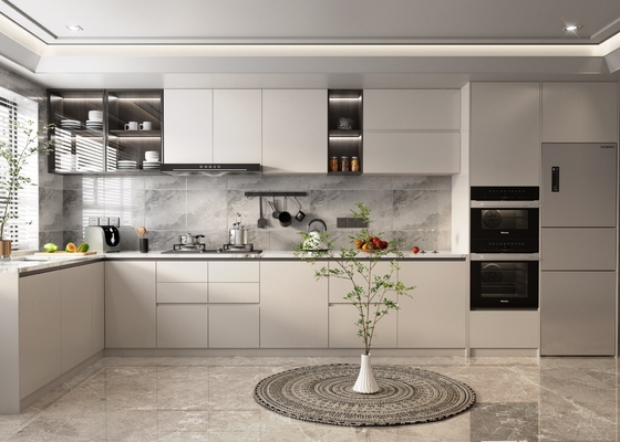 Modern Kitchen Cabinet Set with Sink Faucet and Accessories