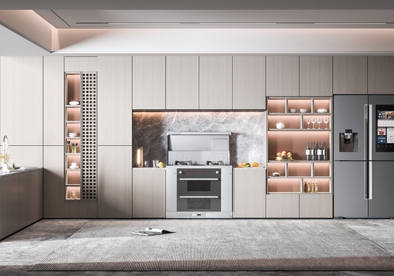 Modern Kitchen Cabinet Set with Sink Faucet and Accessories