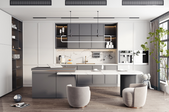 Modern Kitchen Cabinet Set with Sink Faucet and Accessories