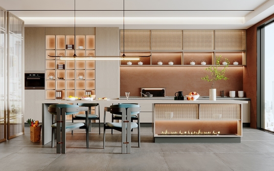 Modular Kitchen Cabinet with Contrast Color Design