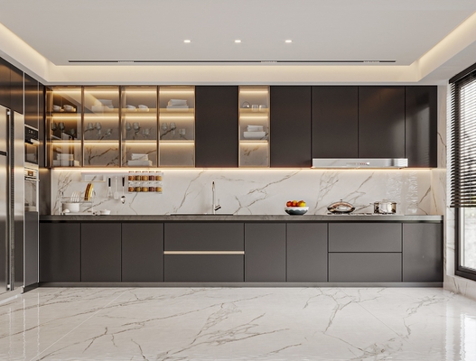 Classical High Gloss Lacquer Kitchen Cabinet with Big Storage