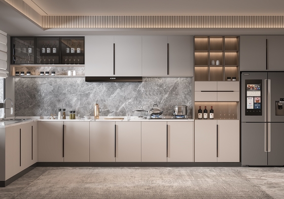 Classical High Gloss Lacquer Kitchen Cabinet with Big Storage