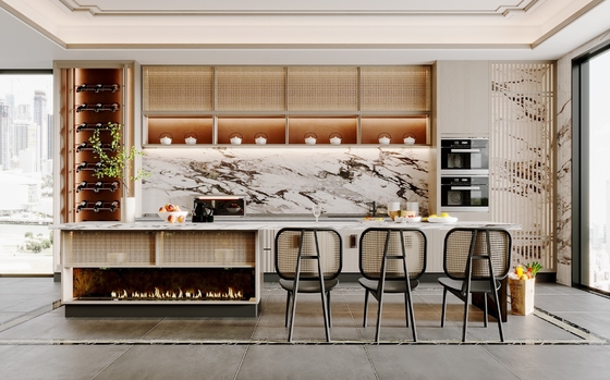 Classical High Gloss Lacquer Kitchen Cabinet with Big Storage