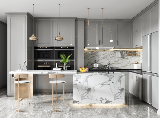 Classical High Gloss Lacquer Kitchen Cabinet with Big Storage