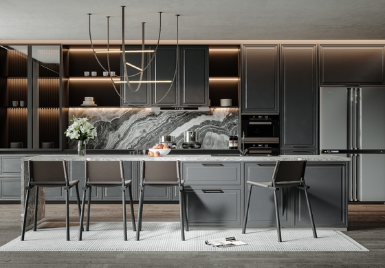 Classical High Gloss Lacquer Kitchen Cabinet with Big Storage