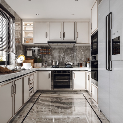 Fireproof Modular Kitchen Cabinet with Sink and Appliances