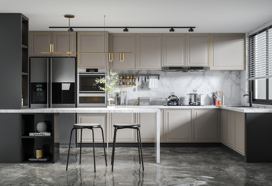 Fireproof Modular Kitchen Cabinet with Sink and Appliances