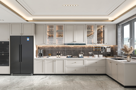 Fireproof Modular Kitchen Cabinet with Sink and Appliances