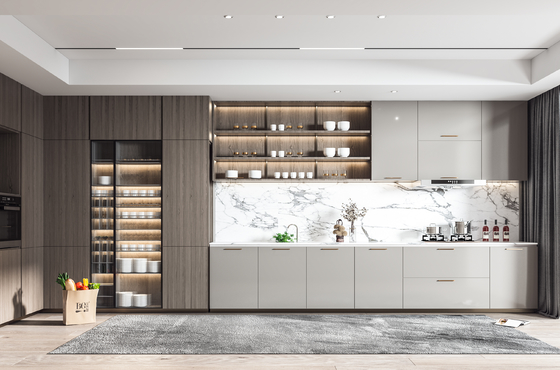 Modular Kitchen Cabinet Sets MDF Plywood for Apartments Hotels