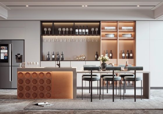 High-End Custom Kitchen Cabinet MDF French Style for Villa