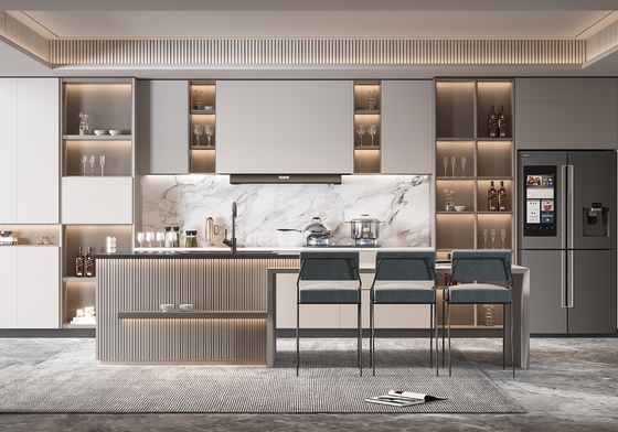 High-End Custom Kitchen Cabinet MDF French Style for Villa