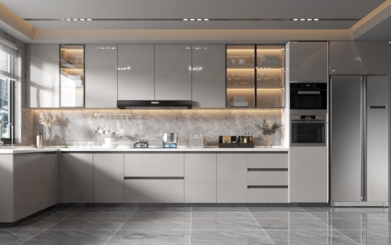 Modern Small Kitchen Cabinet with Plywood Door for Apartments
