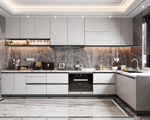 Modern Small Kitchen Cabinet with Plywood Door for Apartments