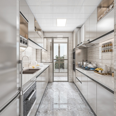Modern Grey Modular Kitchen Cabinet with Melamine Carcase