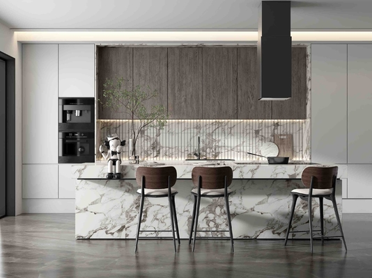Custom Modern Kitchen Cabinet Dark Matt Lacquer Finish