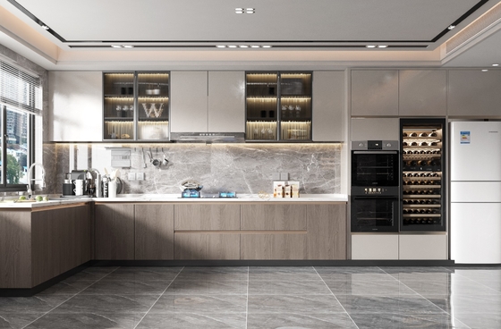 Custom Modern Kitchen Cabinet Dark Matt Lacquer Finish