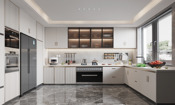 Custom Modern Kitchen Cabinet Dark Matt Lacquer Finish