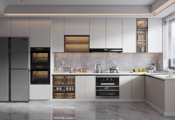 Custom Modern Kitchen Cabinet Dark Matt Lacquer Finish