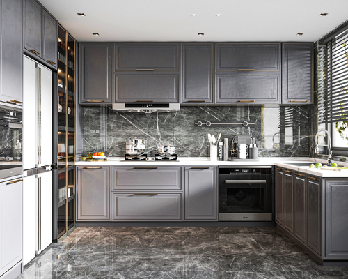 European White Modular Kitchen Cabinet with MDF Doors