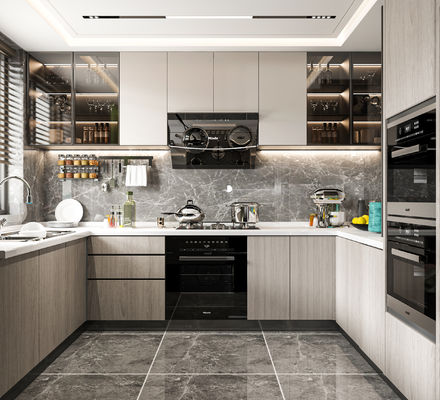 Kitchen Cabinets Luxury Ash Wood Design With Soft-Close Hinges Countertop