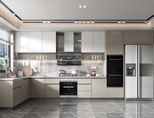 Melamine PVC Kitchen Cabinets Modern Small Space Solutions With Handles